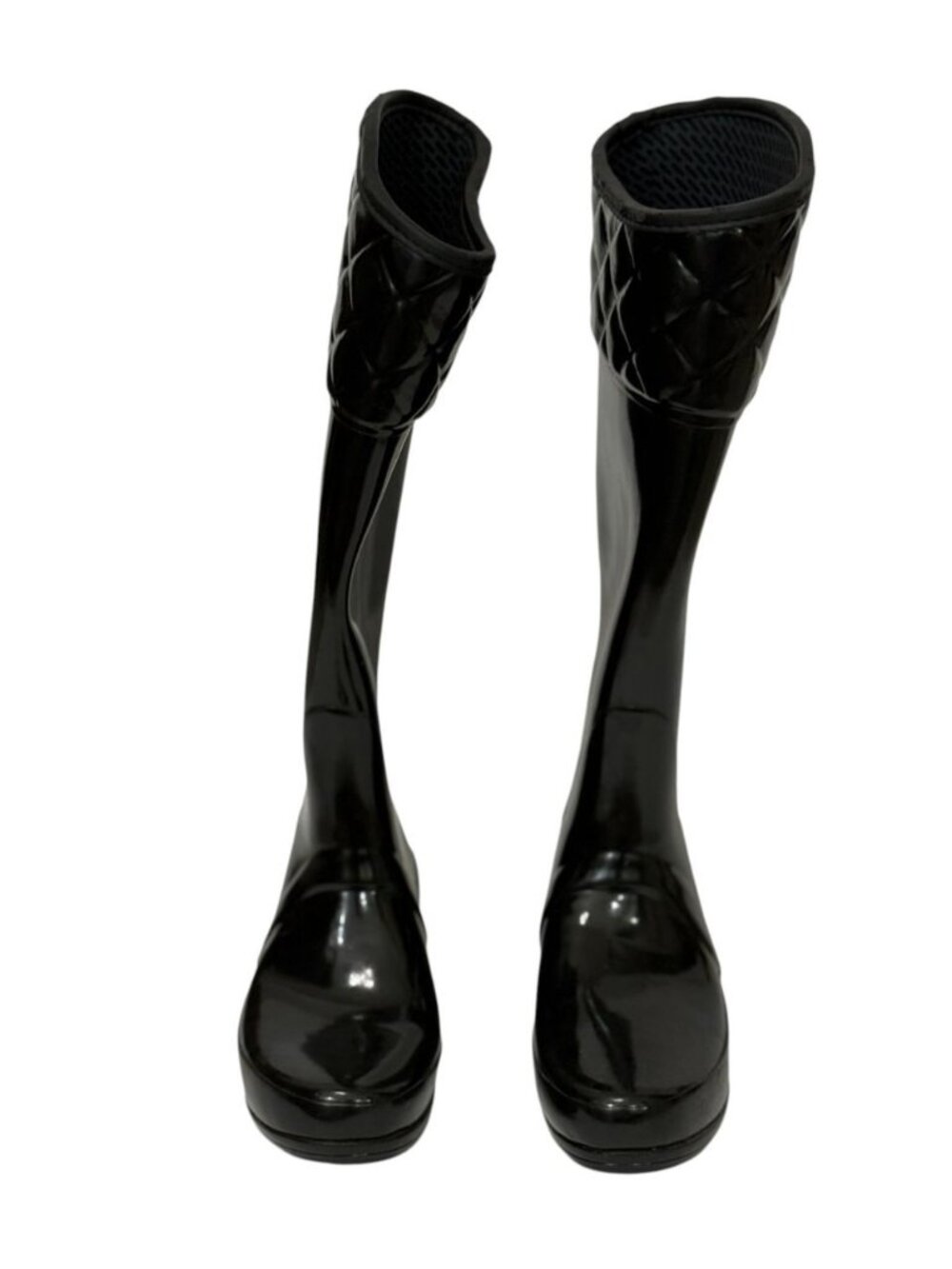 Hunter Women's Rigley Rubber Rain Boots Shiny Black Quilted Top Size 5 US/35 EU - Picture 4 of 16